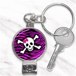 Pink Zebra Skull Nail Clippers Key Chain