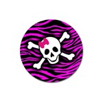 Pink Zebra Skull Magnet 3  (Round)