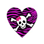 Pink Zebra Skull Magnet (Heart)