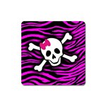 Pink Zebra Skull Magnet (Square)