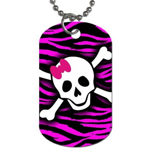 Pink Zebra Skull Dog Tag (One Side) from ArtsNow.com Front