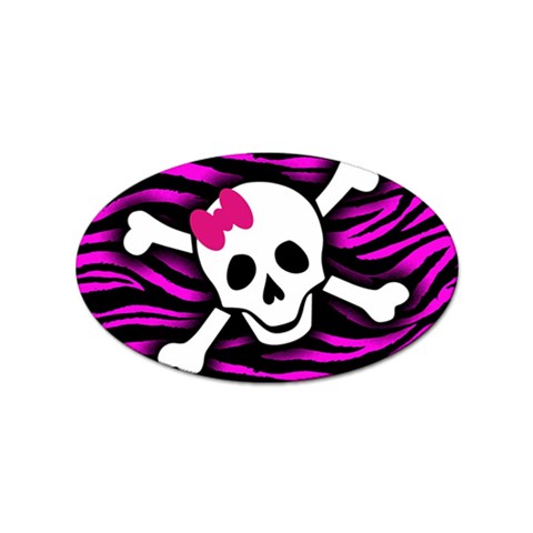 Pink Zebra Skull Sticker Oval (10 pack) from ArtsNow.com Front