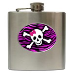 Pink Zebra Skull Hip Flask (6 oz)