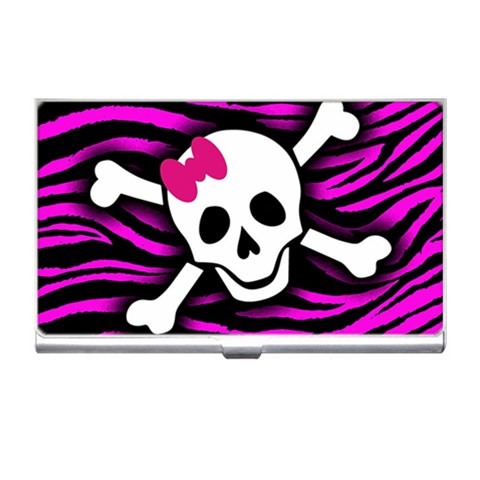Pink Zebra Skull Business Card Holder from ArtsNow.com Front