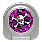 Pink Zebra Skull Travel Alarm Clock