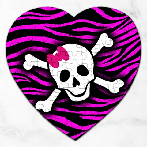 Pink Zebra Skull Jigsaw Puzzle (Heart) from ArtsNow.com Front