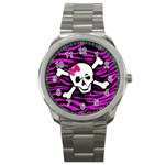 Pink Zebra Skull Sport Metal Watch
