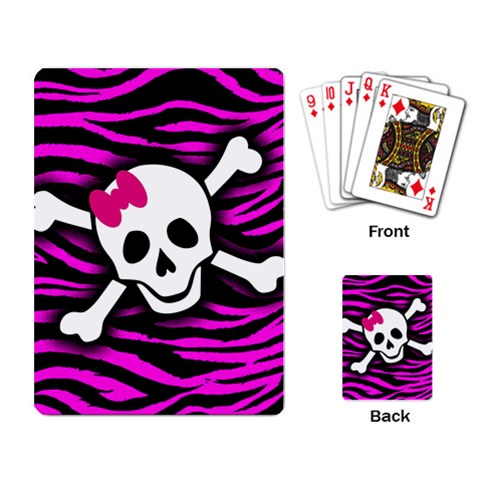 Pink Zebra Skull Playing Cards Single Design from ArtsNow.com Back