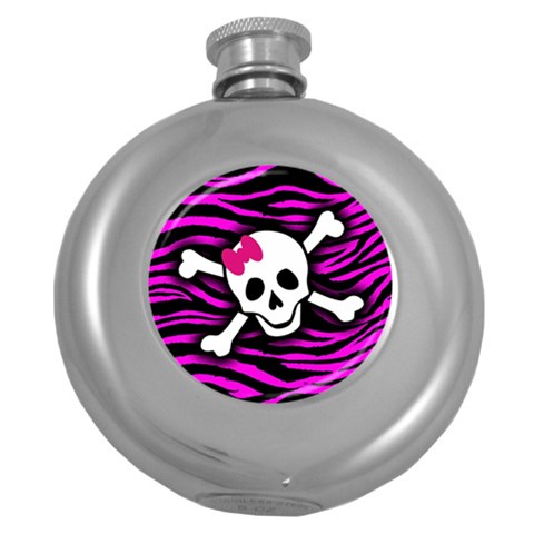 Pink Zebra Skull Hip Flask (5 oz) from ArtsNow.com Front