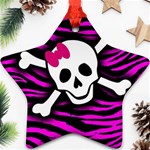 Pink Zebra Skull Star Ornament (Two Sides)