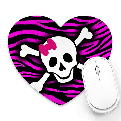 Pink Zebra Skull Mousepad (Heart) from ArtsNow.com Front