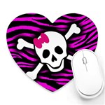 Pink Zebra Skull Mousepad (Heart)