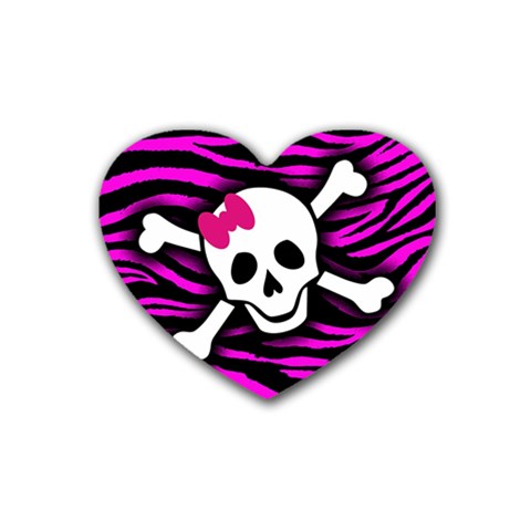 Pink Zebra Skull Heart Coaster (4 pack) from ArtsNow.com Front