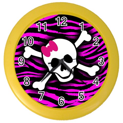 Pink Zebra Skull Color Wall Clock from ArtsNow.com Front