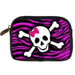 Pink Zebra Skull Digital Camera Leather Case
