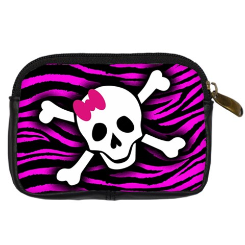 Pink Zebra Skull Digital Camera Leather Case from ArtsNow.com Back