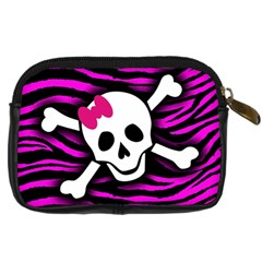 Pink Zebra Skull Digital Camera Leather Case from ArtsNow.com Back