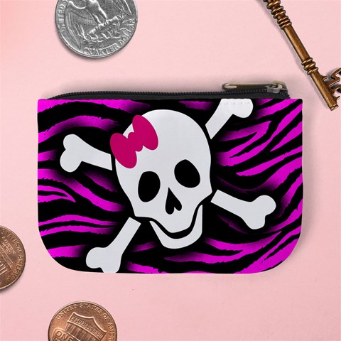 Pink Zebra Skull Mini Coin Purse from ArtsNow.com Back