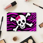 Pink Zebra Skull Cosmetic Bag (Medium)