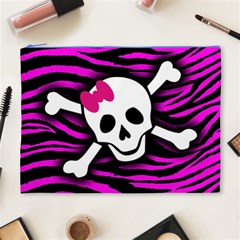 Pink Zebra Skull Cosmetic Bag (XL) from ArtsNow.com Front