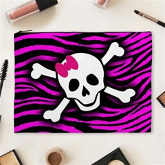 Pink Zebra Skull Cosmetic Bag (XL) from ArtsNow.com Front