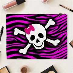 Pink Zebra Skull Cosmetic Bag (XL) from ArtsNow.com Back