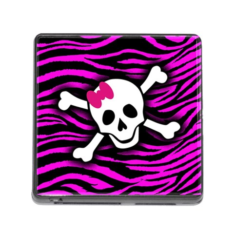 Pink Zebra Skull Memory Card Reader with Storage (Square) from ArtsNow.com Front
