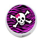 Pink Zebra Skull 4-Port USB Hub (Two Sides)