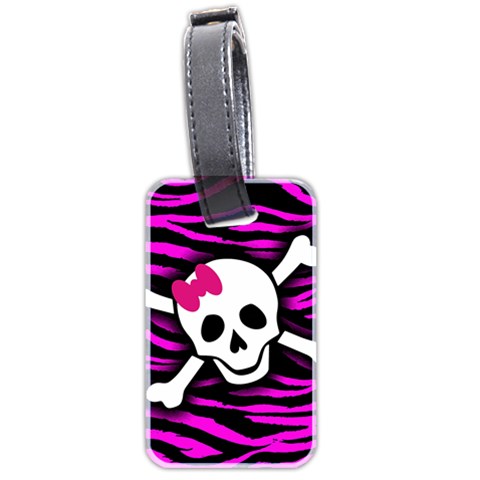 Pink Zebra Skull Luggage Tag (two sides) from ArtsNow.com Front