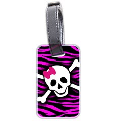 Pink Zebra Skull Luggage Tag (two sides) from ArtsNow.com Front