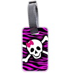 Pink Zebra Skull Luggage Tag (two sides)