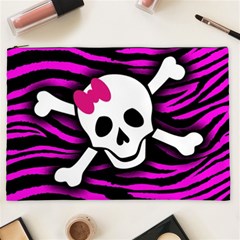 Pink Zebra Skull Cosmetic Bag (XXL) from ArtsNow.com Front