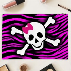 Pink Zebra Skull Cosmetic Bag (XXL) from ArtsNow.com Back