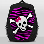 Pink Zebra Skull Backpack Bag