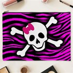 Pink Zebra Skull Cosmetic Bag (XXXL)