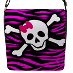 Pink Zebra Skull Flap closure messenger bag (Small)