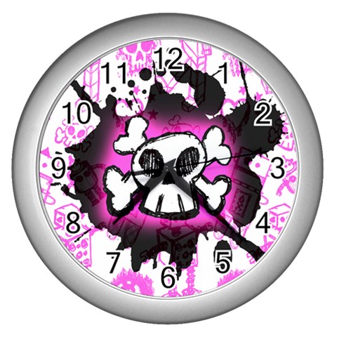 Cartoon Skull Wall Clock (Silver) from ArtsNow.com Front