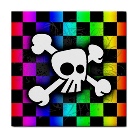 Checker Rainbow Skull Tile Coaster from ArtsNow.com Front
