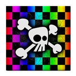 Checker Rainbow Skull Tile Coaster