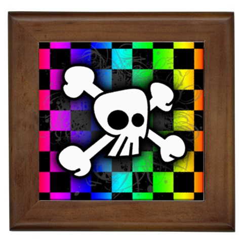 Checker Rainbow Skull Framed Tile from ArtsNow.com Front