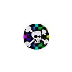 Checker Rainbow Skull 1  Mini Magnet