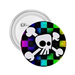 Checker Rainbow Skull 2.25  Button