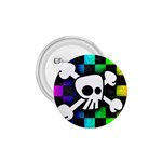 Checker Rainbow Skull 1.75  Button