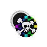 Checker Rainbow Skull 1.75  Magnet