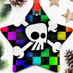 Checker Rainbow Skull Ornament (Star)