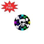 Checker Rainbow Skull 1  Mini Magnet (10 pack) 