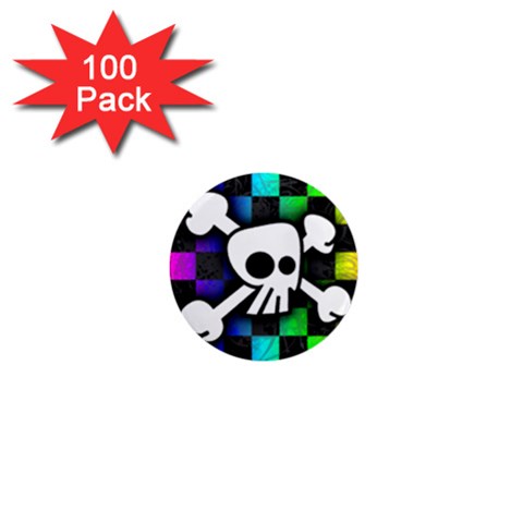 Checker Rainbow Skull 1  Mini Magnet (100 pack)  from ArtsNow.com Front
