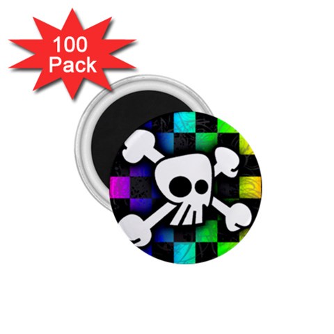 Checker Rainbow Skull 1.75  Magnet (100 pack)  from ArtsNow.com Front
