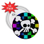 Checker Rainbow Skull 2.25  Button (10 pack)