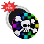 Checker Rainbow Skull 2.25  Magnet (10 pack)